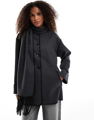 Manteau aspect laine avec écharpe - Only - Modalova