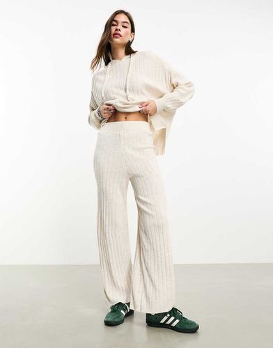 Pantalon d'ensemble en maille côtelée - Crème - Only - Modalova