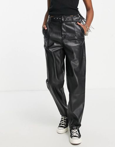 Pantalon droit imitation cuir avec ceinture - Only - Modalova