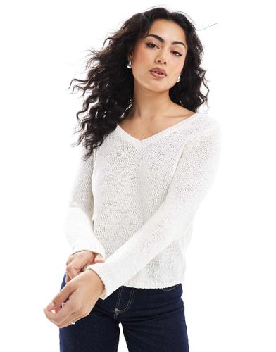 Pull en maille texture  col V - Taupe - Only - Modalova