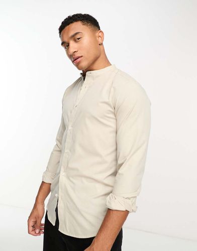 Chemise en popeline avec col grand-père - Beige - Only & Sons - Modalova