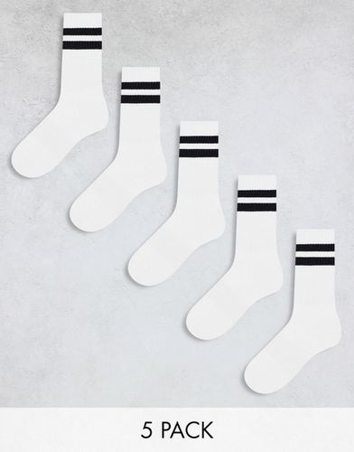 Lot de 5 paires de chaussettes de tennis à rayures noires - Only & Sons - Modalova