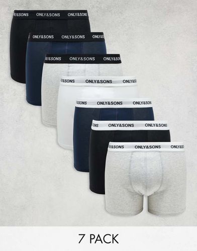 Lot de 7 boxers - /gris/bleu marine/blanc - Only & Sons - Modalova