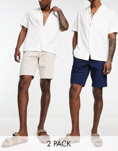Lot de 2 shorts chino ajustés - Bleu marine/beige - Only & Sons - Modalova