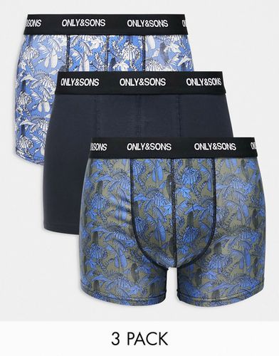 Lot de 3 boxers à motif fleuri - Only & Sons - Modalova