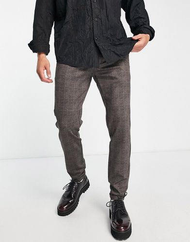 Pantalon habillé coupe ajustée en jersey à carreaux - Gris chaud - Only & Sons - Modalova