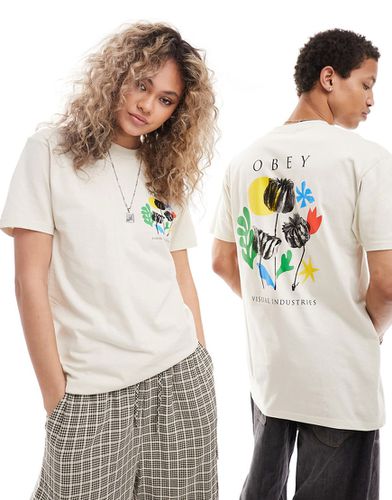T-shirt unisexe à manches courtes avec motif fleurs - Beige - Obey - Modalova