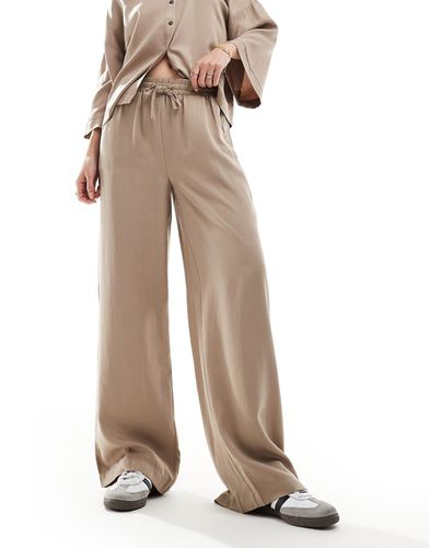Pantalon d'ensemble coupe fluide et ample avec cordon de serrage - Taupe - Object - Modalova