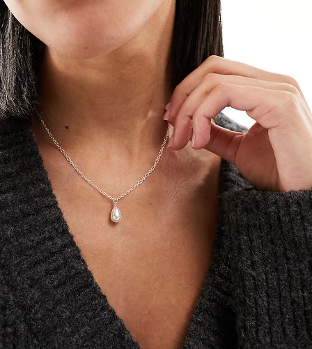 Collier en argent massif avec pendentif perle délicate - Orelia - Modalova