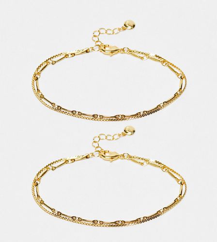 Lot de 2 bracelets chaînes délicats en plaqué or 18 carats - Orelia - Modalova