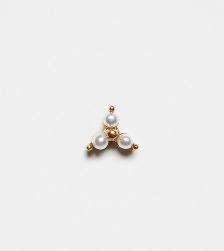 Piercing labret en plaqué or à trois perles serties - Orelia - Modalova