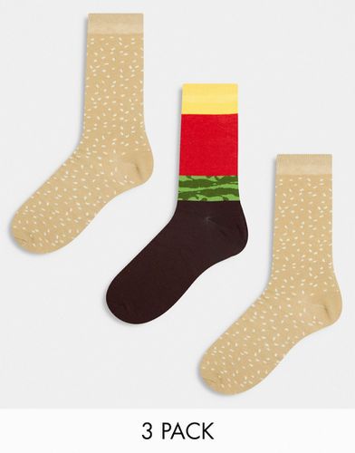 Sock Company - Coffret cadeau avec 3 paires de chaussettes à motif burger - Orrsum - Modalova