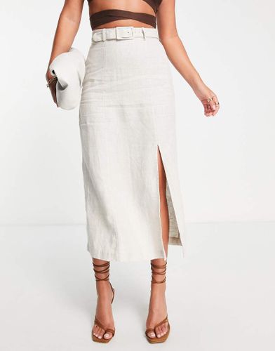 Jupe mi-longue d'ensemble en lin avec ceinture - Naturel - Other Stories - Modalova
