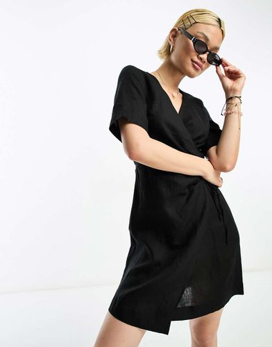 Robe courte cache-caur en lin - Noir - Other Stories - Modalova