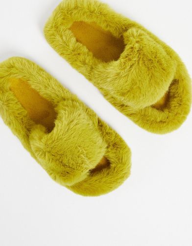 Chaussons style claquettes ultra duveteux - chartreuse - Loungeable - Modalova