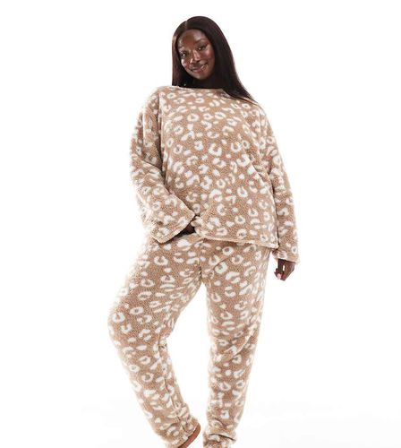 Curve - Ensemble de pyjama deux pièces en sherpa douillet - Taupe - Loungeable - Modalova