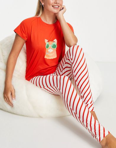 Ensemble de pyjama de Noël rayé à motif chat et bonbon - et blanc - Loungeable - Modalova