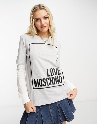 Top double épaisseur avec logo encadré - chiné - Love Moschino - Modalova