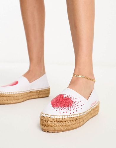 Espadrilles à semelle plateforme et logo caur - Love Moschino - Modalova