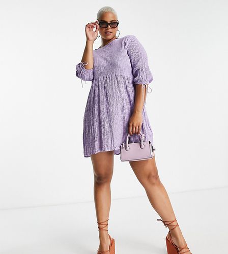 Lola May Plus - Robe babydoll mi-longue avec lien à nouer - Lilas - Lola May Curve - Modalova