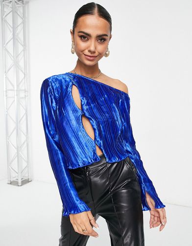 Top en satin à épaules dénudées et découpes - de cobalt - Lola May - Modalova