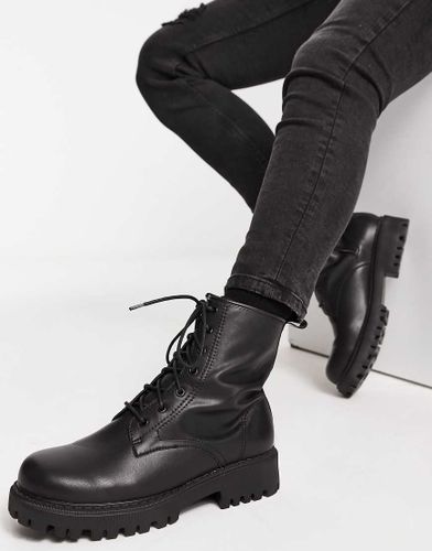 Bottes chunky hauteur mi-mollet à lacets - London Rebel X - Modalova