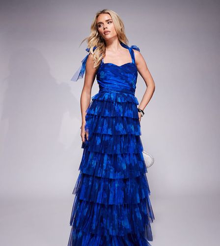 Robe longue en tulle avec bretelles nouées - de cobalt - Lace & Beads Petite - Modalova