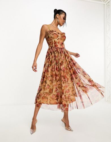 Robe corset mi-longue en tulle à imprimé - Lace & Beads - Modalova