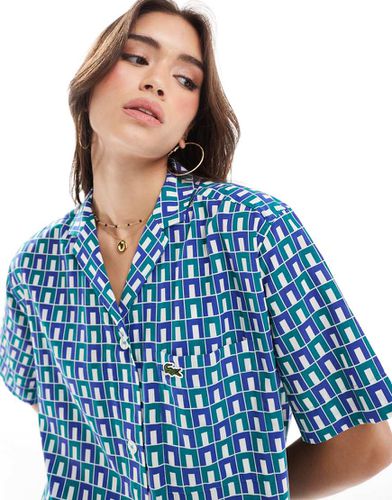 Chemise de vacances à imprimé géométrique avec col à revers - Lacoste - Modalova