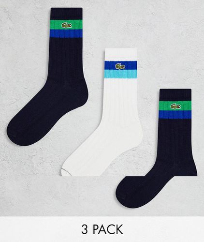 Essentials - Lot de 3 paires de chaussettes côtelées - et bleu marine - Lacoste - Modalova