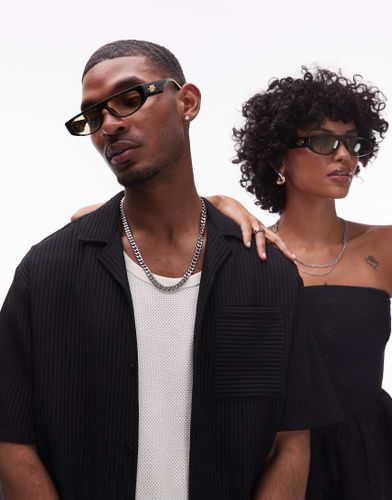 Le Ritual - Lunettes de soleil rondes et fines  verres verts - caille de tortue fonc - Le Specs - Modalova