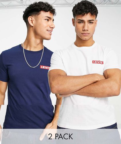 Lot de 2 t-shirts avec étiquette logo - Bleu marine et blanc - Levi's - Modalova