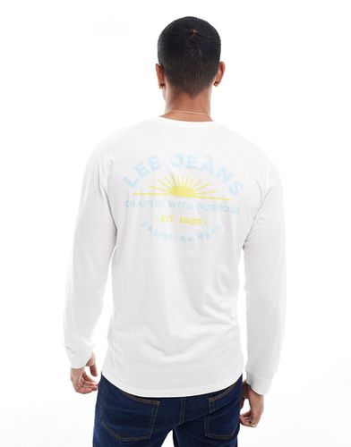 T-shirt à manches longues et imprimé logo et coucher de soleil au dos - Écru - Lee - Modalova