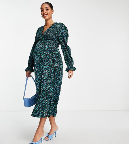 By Vogue Williams - Robe manches longues à petites fleurs - Vert - Little Mistress Maternity - Modalova