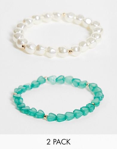 Lot de 2 bracelets en perles et perles en forme de caurs - Liars & Lovers - Modalova