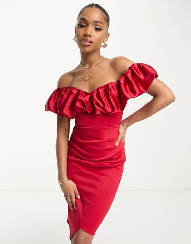 Robe bandeau près du corps froncée mi-longue satinée - Lipsy - Modalova