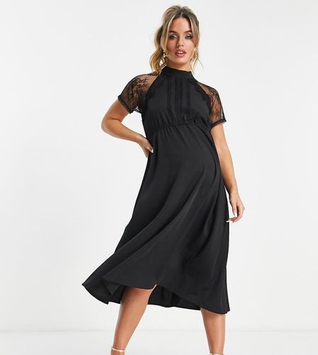 Liquorish - Robe trapèze mi-longue de maternité à finitions dentelle - Liquorish Maternity - Modalova