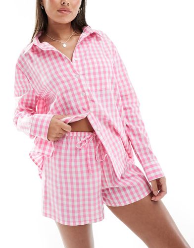 Chemise de pyjama d'ensemble oversize à carreaux vichy - Rose - Luna - Modalova