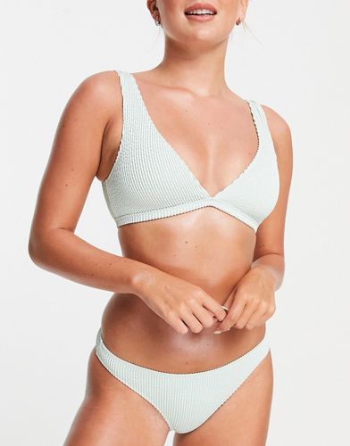Majsan - Haut de bikini triangle en tissu texturé - Bleu - MULTI - Monki - Modalova