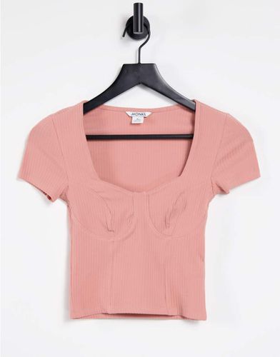 Minnie - Top surpiqué en coton - PINK - Monki - Modalova