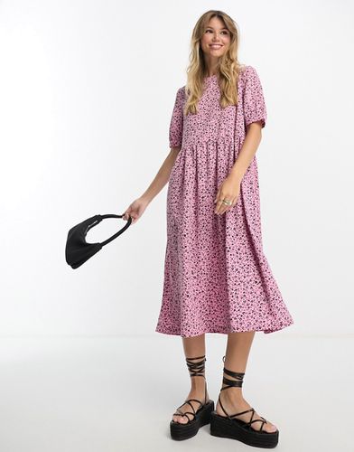 Robe babydoll mi-longue à fleurs - Monki - Modalova