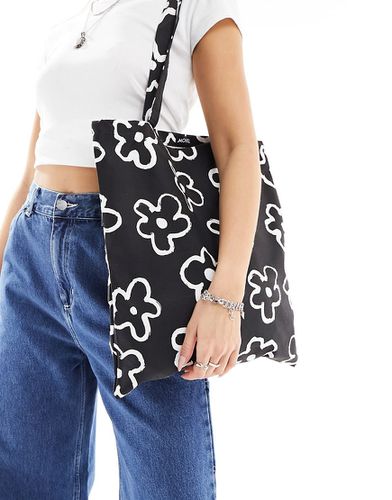 Tote bag à imprimé fleurs esquissées - Noir et blanc - Monki - Modalova