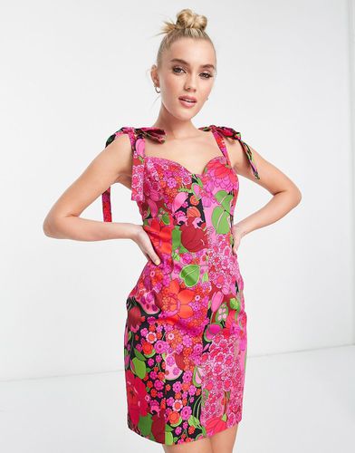 Robe courte à imprimé fleuri et bretelles nouées - Morgan - Modalova