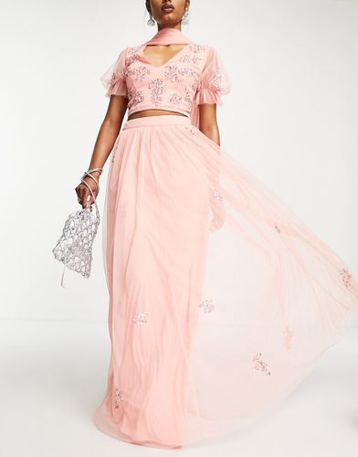 Jupe lehenga longue avec petites fleurs ornementées - Blush - Maya - Modalova