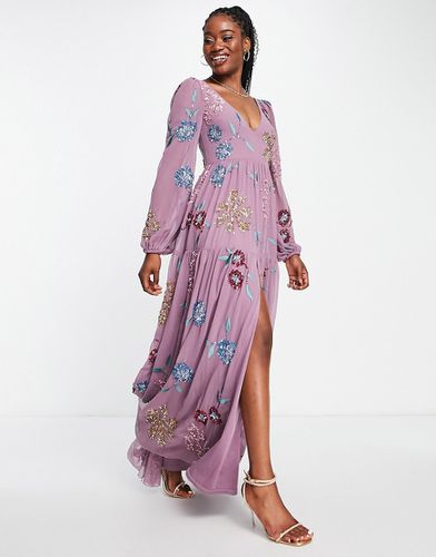 Robe longue à fleurs ornementées - Prune - Maya - Modalova