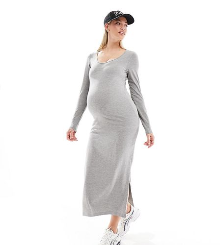 Mamalicious - Robe de grossesse longue fendue sur les côtés à manches longues - Mama.licious - Modalova