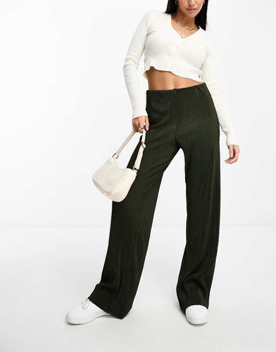 Pantalon ample taille haute à taille élastique - Kaki - Mango - Modalova