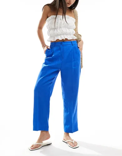 Pantalon slim en lin avec taille élastique - Mango - Modalova