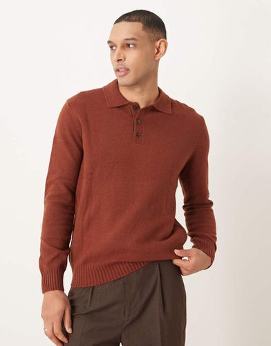 Pull en maille boutonné style polo - Bordeaux - Mango - Modalova