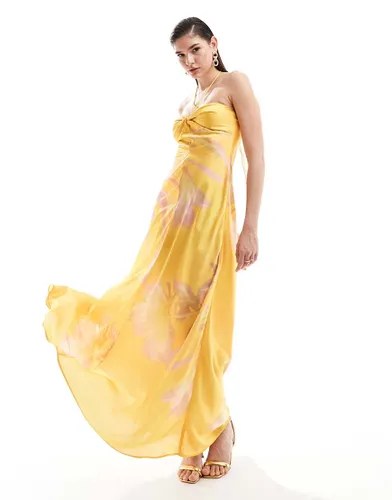 Robe mi-longue dos nu satinée - Mango - Modalova